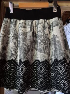 Marc Cain Black and White Patterned Skater Skirt in new condition